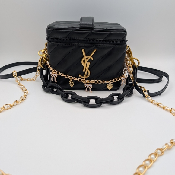 YSL Beauté Handbags - YSL Beauté Vanity Case w/ Styled Charm Chains| Black Crossbody| BNIB